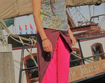 Pantalon elfique "IRIS" Rose Fuchsia & prune - L