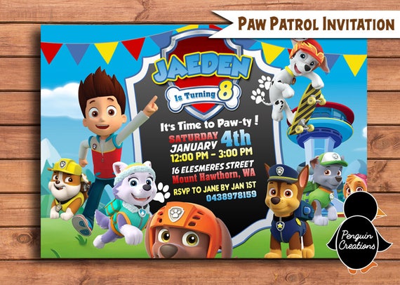 Fonkelnieuw Paw Patrol uitnodiging. Paw Patrol verjaardag. Paw Patrol | Etsy DS-27