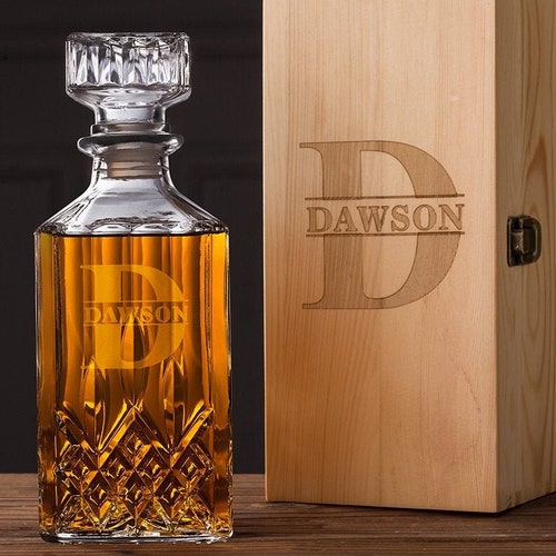 Groomsmen Gifts Whiskey Decanter Set Customstudio Groomsmen Etsy