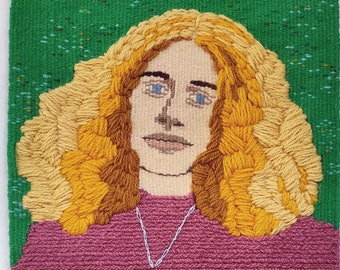 Carole King handwoven tapestry portrait