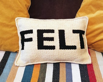 FELT hand woven cushion - OOAK rectangular pillow