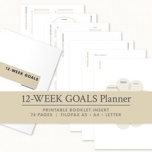 12-WEEK GOALS Planner Filofax Printables Filofax A5 Inserts Filofax A5 Printable Journal Filofax Printable Planner A4 Letter