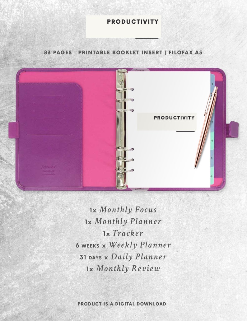 PRODUCTIVITY Planner 2023 2024 Planner Filofax Printables Filofax A5