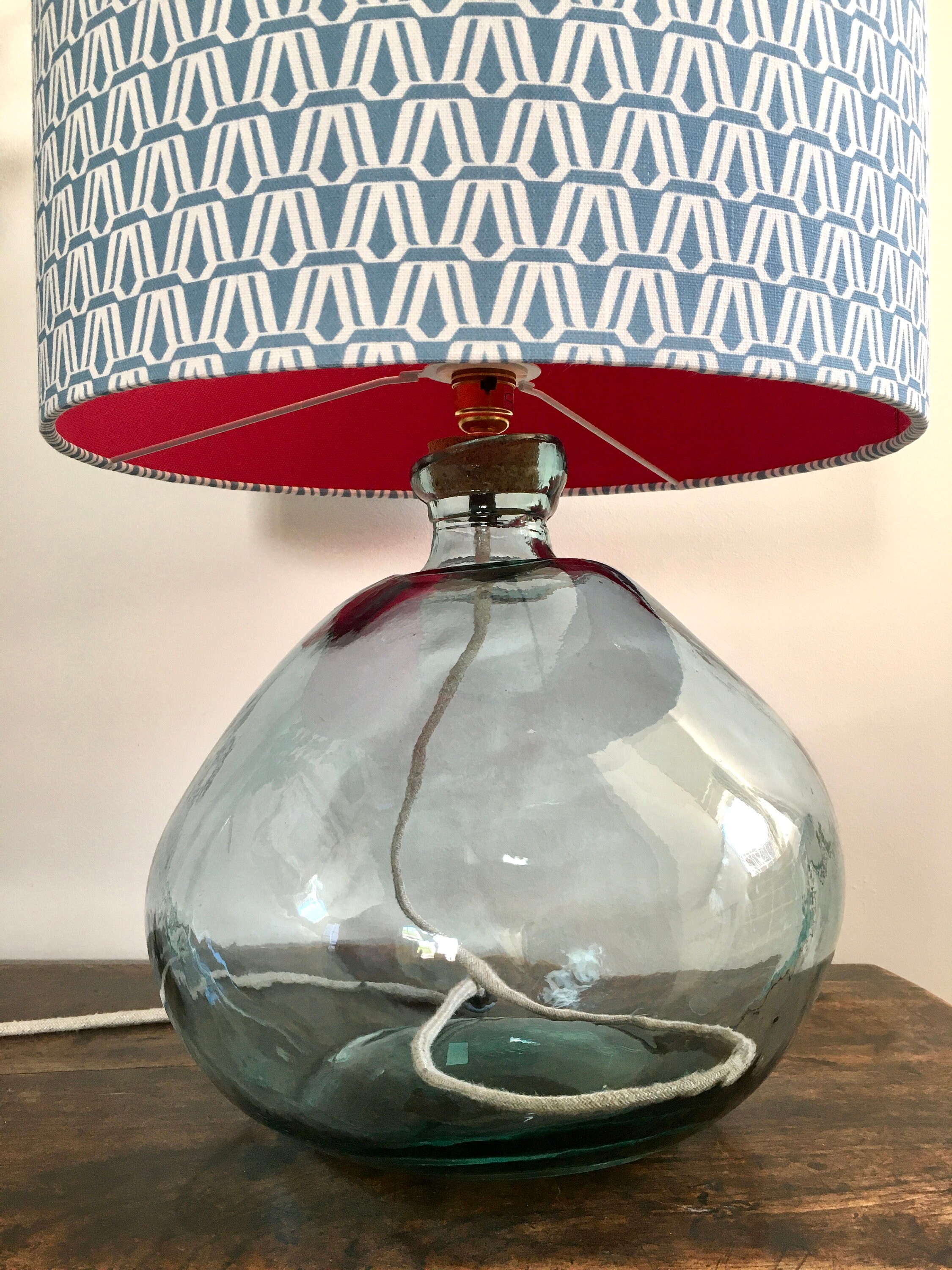 Handmade Lampshade Ilva True Blue linen hot pink Etsy 日本