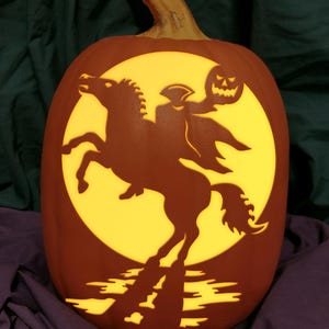 Headless Horseman Carved Foam Permanent Pumpkin Legend Sleepy Hollow Spook Ghost