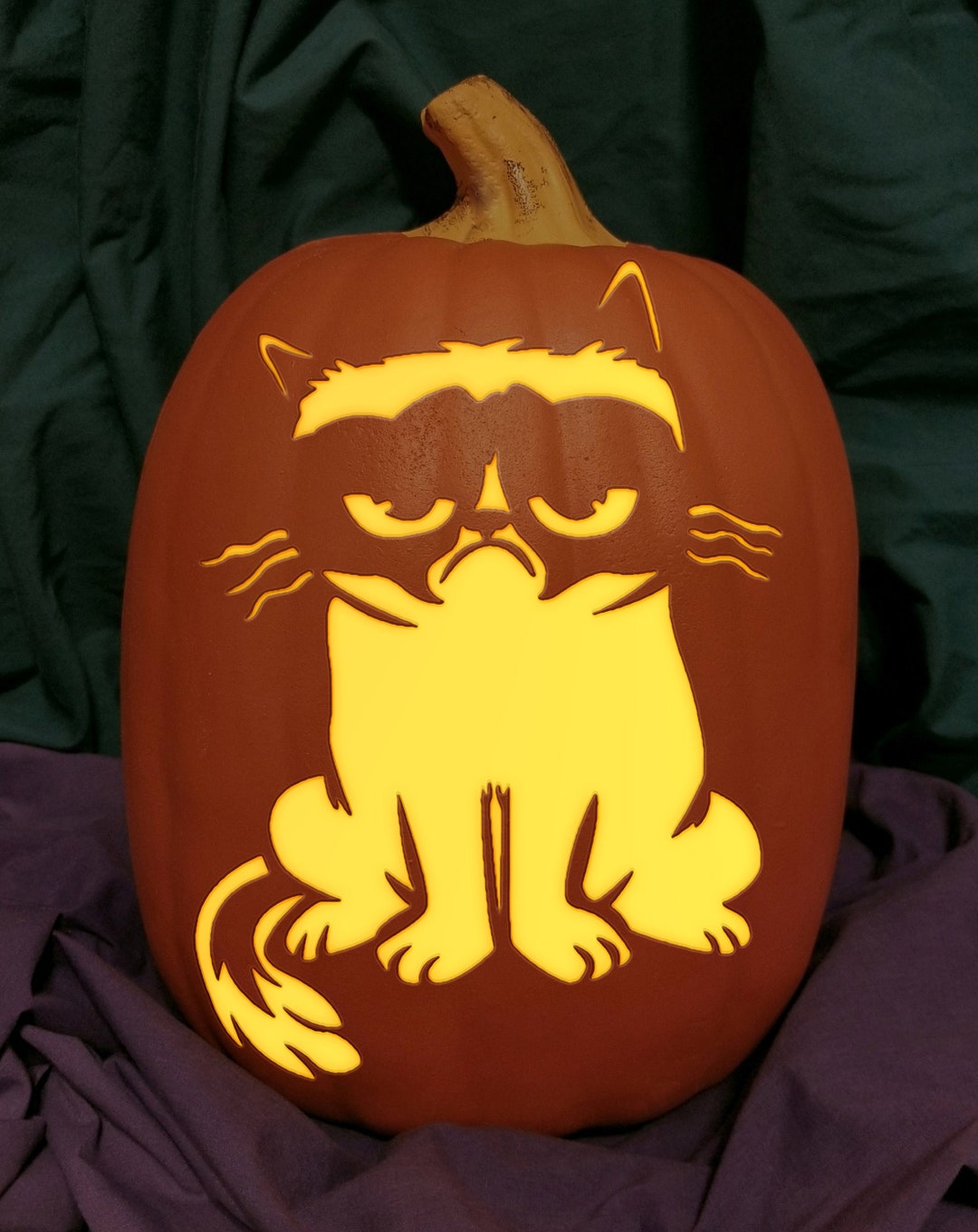 Grumpy Cat Carved Foam Permanent Pumpkin - Etsy