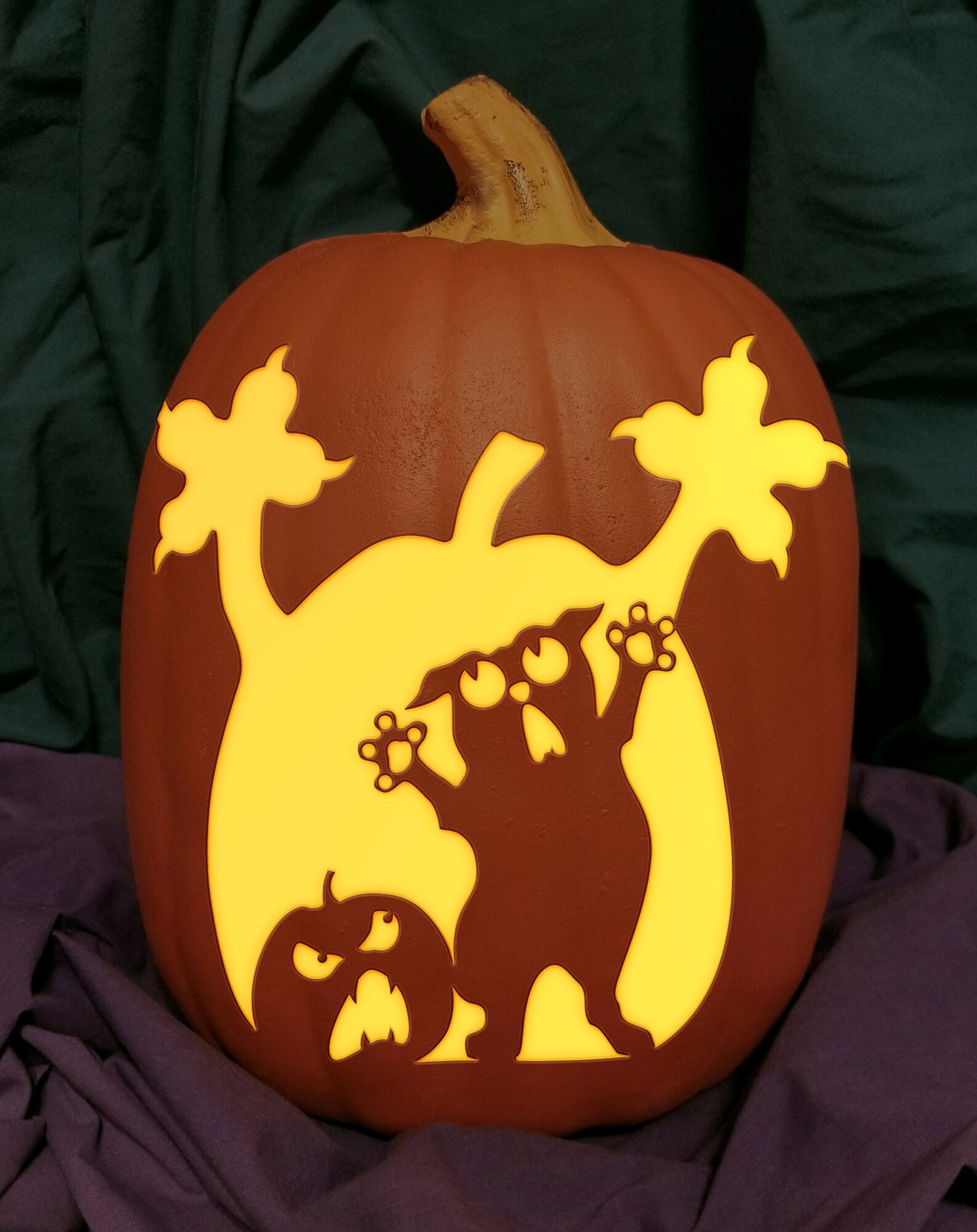 Scaredy Cats "heebie Jeebies" Carved Foam Permanent Pumpkin - Etsy