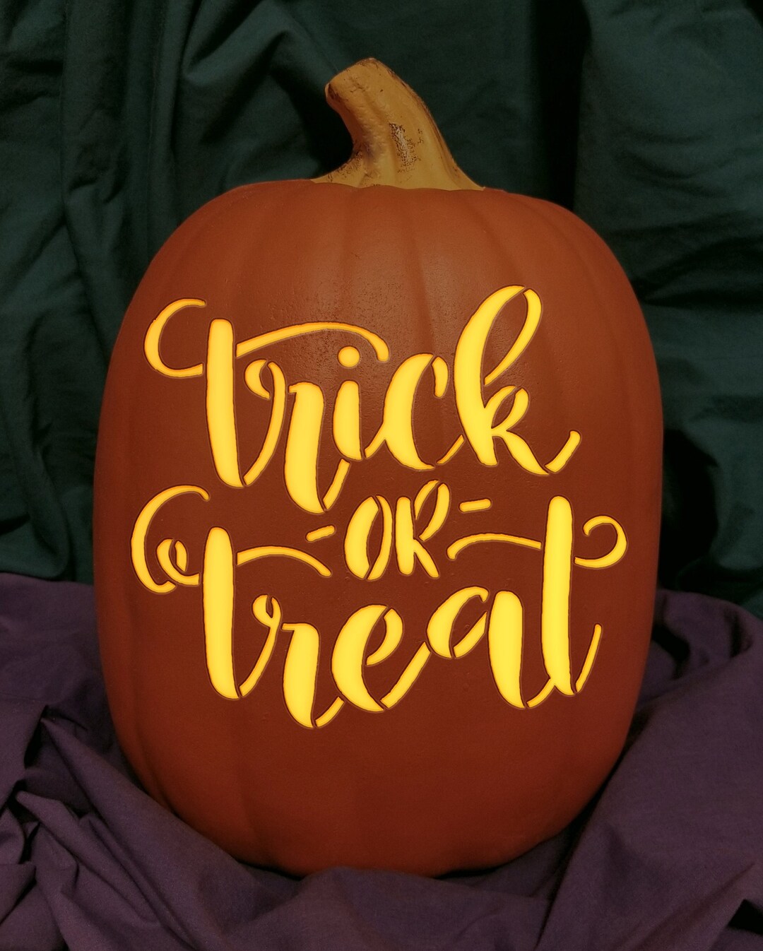 Trick or Treat Orange Carved Foam Permanent Pumpkin Spice Jack O ...