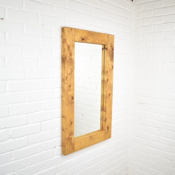 Wood Mirror Chunky Timber 10cm X 5cm Wood Mirror Chunky Timber 10cm X, Wooden Pine Frame Mirror