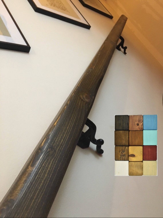 Handrail Wood Wrought Iron Handmade Farmhouse Country Etsy