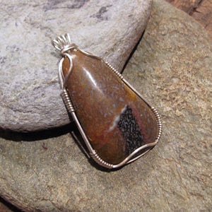 Multicolor Dinosaur Bone And Sterling Silver Pendant