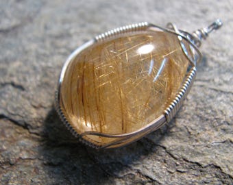 Hoge kwaliteit Rutilated Quartz en zilveren hanger