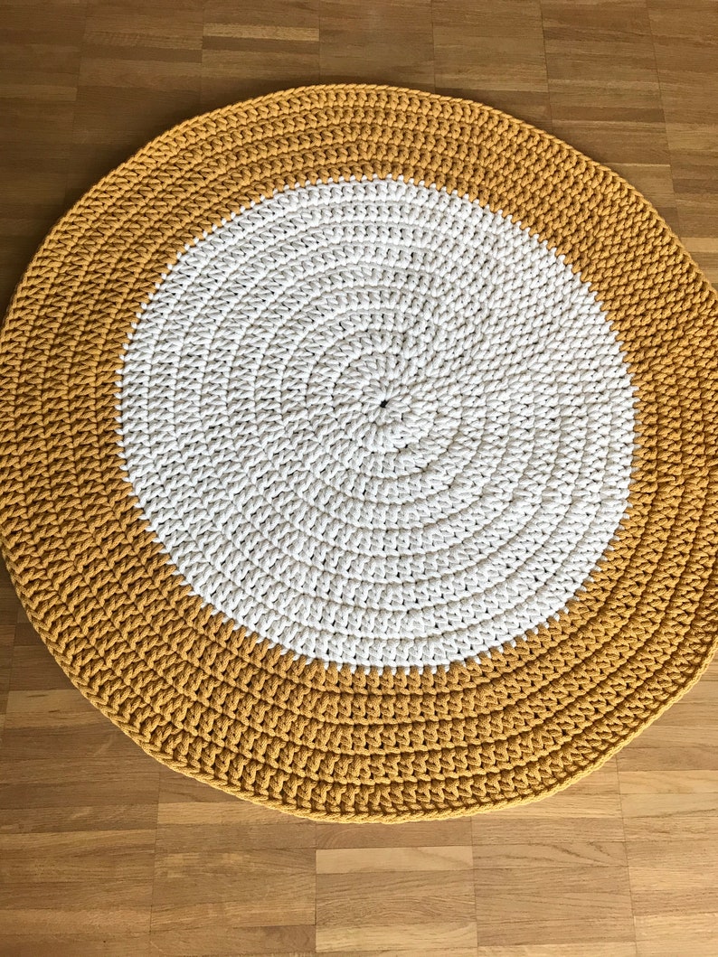Teppiche Skandinavische Teppich Many Sizes Round rug Modern CROCHET RUG Nursery Carpet MUSTARD crochet rug Many Colors Children rug
