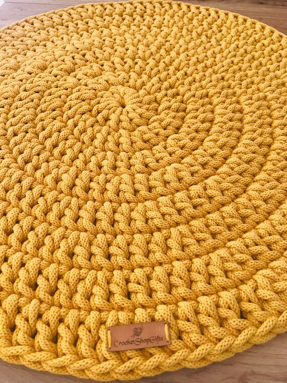 Modern Yellow round rug Round area rug Nursery Rug Etsy