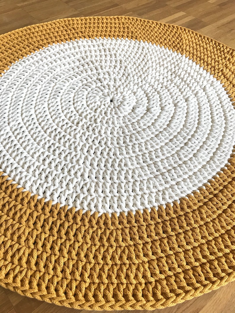 Teppiche Skandinavische Teppich Many Sizes Round rug Modern CROCHET RUG Nursery Carpet MUSTARD crochet rug Many Colors Children rug
