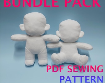 Chibi Human Plush Base V3 Sewing Pattern – Standing, Sitting Bundle Pack (PDF Download)