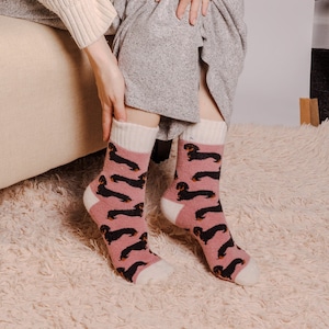 Gift For Her | Dachshund Socks | Cute Cosy Ribbed Socks | Warm bed socks | Perfect Gift   | Valentines birthday Gift   | Wellie socks