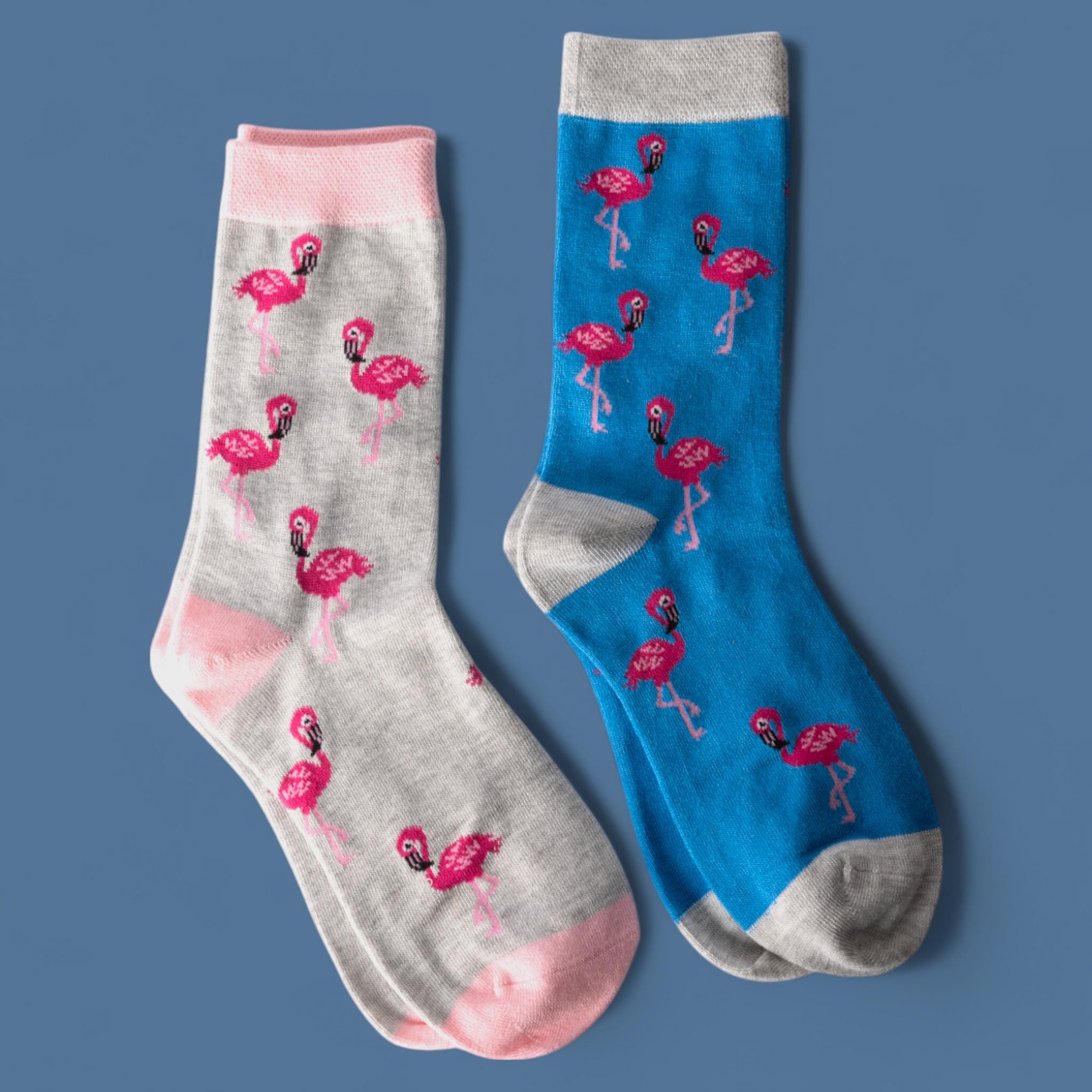 Paire De Chaussettes Fantaisie Homme/femme - Tailles 39/40 à 42/43 - Motif Flamant Rose/vert/animal - Neuf Sans étiquette