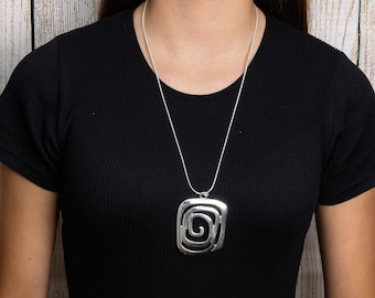 Birthday Gift | Silver Spiral Pendant Necklace | Handcrafted Minimalist Boho Jewellery | Matching Earrings Available