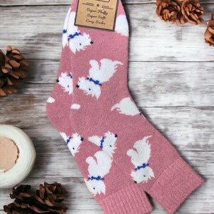 Gift For Her | Westie Ribbed Socks | Cosy Ribbed Socks | Warm bed socks | Perfect Gift   | Valentines birthday Gift   | Wellie socks
