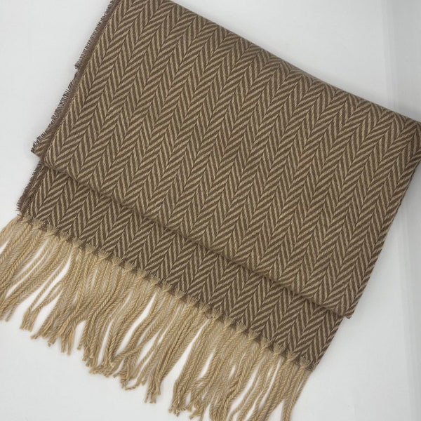 Super Soft Smooth Beige Scarf with Herringbone Knit SW540Super Soft Smooth Beige Scarf with Herringbone Knit SW540SW540