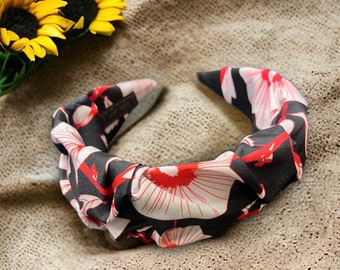 Bandeau floral noir et rouge HL770