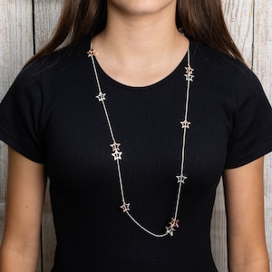 Birthday Gift | Cascading Star Necklace | Silver or Mixed | 90cm Snake Chain | Hypoallergenic & Nickel Free | UK Seller |