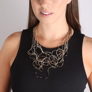 Short Multi-Strand Statement Necklace: Elegant Silver & Gold Jewellery - NK190