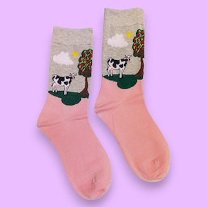 Presente para ela | Happy Hooves: Meias de bambu do campo | Presente para ela | Meias ecológicas | Verde ou rosa |