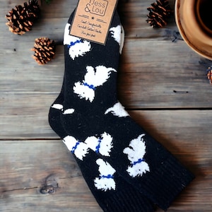 Geschenk für sie | Westie gerippte Socken | Gemütliche gerippte Socken | Warme Bettsocken | Perfektes Geschenk | Valentinstag Geschenk | Gummisocken