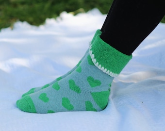 Calze con polsino a forma di cuore: calze invernali calde, taglie da donna 4-7 UK