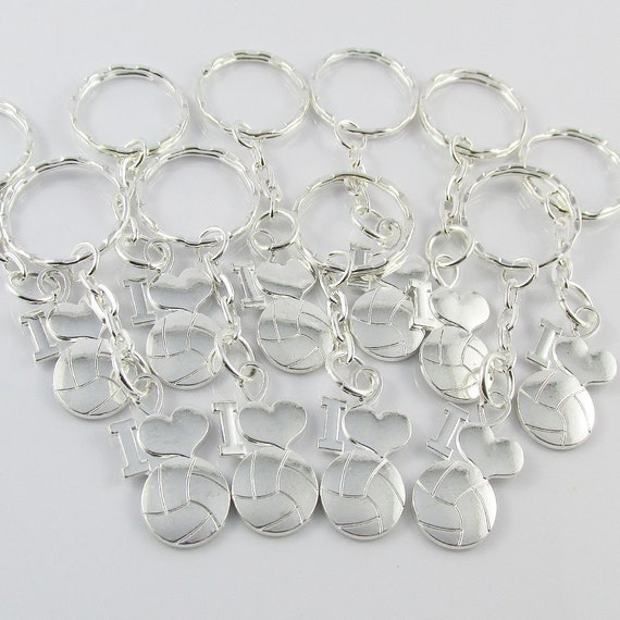 Silver Plate I Love Netball Charm Keychain Team Set of 13 End Of Season Gift - Main Image