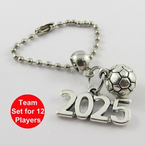 2025 3D Soccer Ball Charm Bag Tag Zipper Pull Team Set of 12 End Of Season Gift