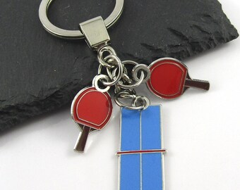 Table Tennis Paddles & Table Charm Keychain 102mm Coach Sport End Of Season Gift