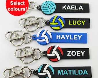 Custom Coloured Set of 10 Personalised Netball Name Keychains