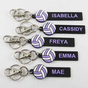 Personalised Netball Name Keychain White and Lilac Netball