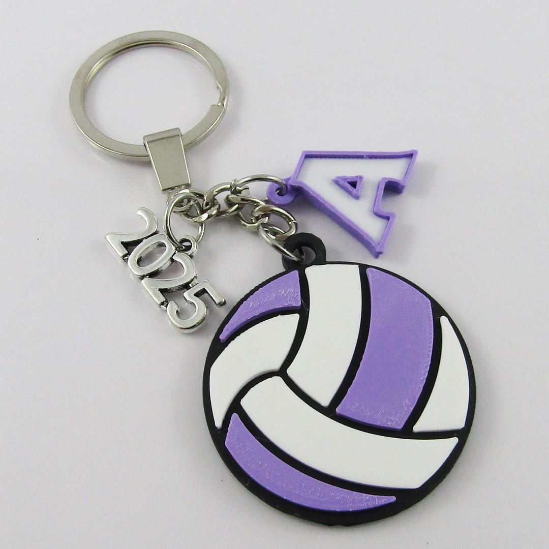 Personalised 2025 Netball Charm Keychain Lilac and White Sport Gift ...