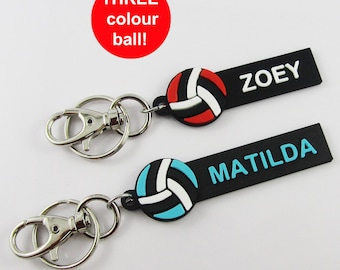 Custom Coloured Set of 10 Personalised Netball Name Keychains