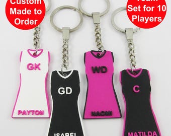 Set of 10 Personalised Netball Jersey Dress select Colours Name and Position