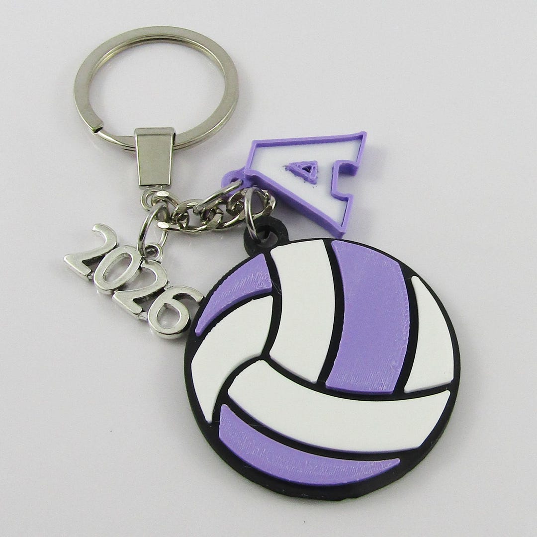 Personalised 2026 Netball Charm Keychain Lilac and White Sport Gift ...