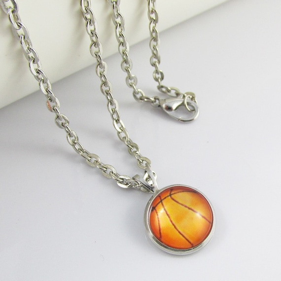 Buy Glass Cover Basketball Charm Necklace 45cm Coach Sports Team