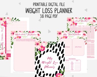 Weight Loss Journal Printable File Includes Food Journal, Weight Loss Tracker. Set Goals and Track Your Progress