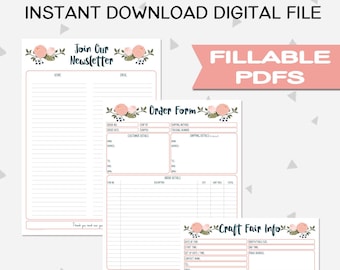 Order Form Printable, Newsletter Sign up, Craft Fair Info Form, Craft Order Form, Craft Fair Kit Mini Bundle Business Printables, PB1