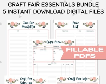 Order Form, Newsletter Sign-up, Craft Fair Info Sheet, Sales Log, Price List, Craft Fair Essentials Bundle of Business Printables, PB1