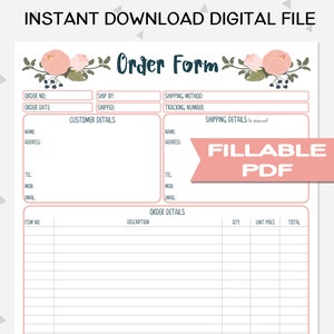 Order Form Printable for Business, Client Order Form Printable, Craft ...