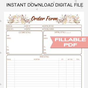 Order Form Printable for Handmade Business, Client Order Form Printable, Craft Order Form, Craft Fair Printable, Business Printable, AU1