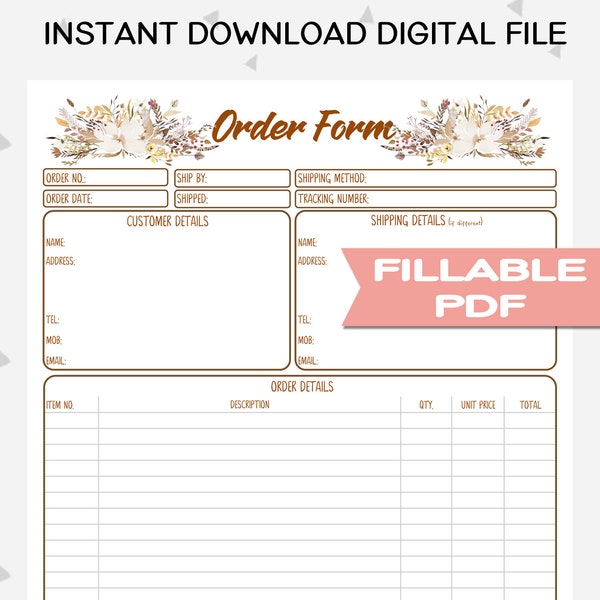 Order Form Printable for Handmade Business, Client Order Form Printable, Craft Order Form, Craft Fair Printable, Business Printable, AU1