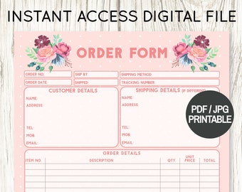 Blush Pink Order Form Printable For Business, Client Order Form Printable, Craft Order Form, Craft Fair Printable, Business Printable, B6B5
