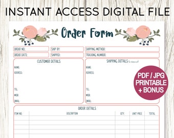 Order Form Printable For Business, Client Order Form Printable, Craft Order Form, Craft Fair Printable, Business Printable, PB1