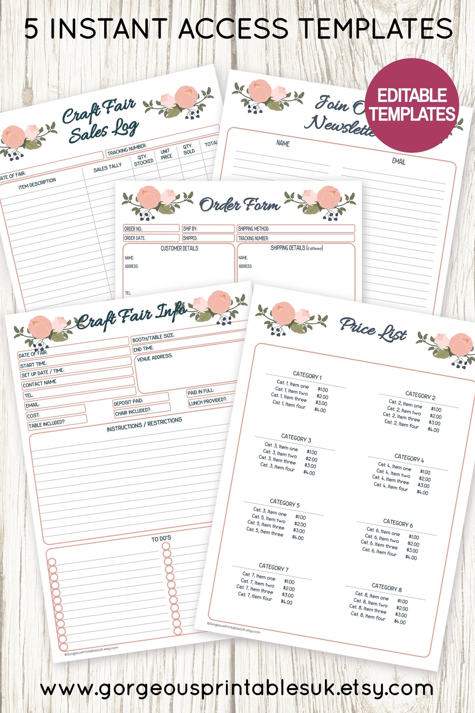 Craft Show Printables Vendor Kit Order Form Newsletter Etsy craft-show-printables-vendor-kit-order-form-newsletter-etsy